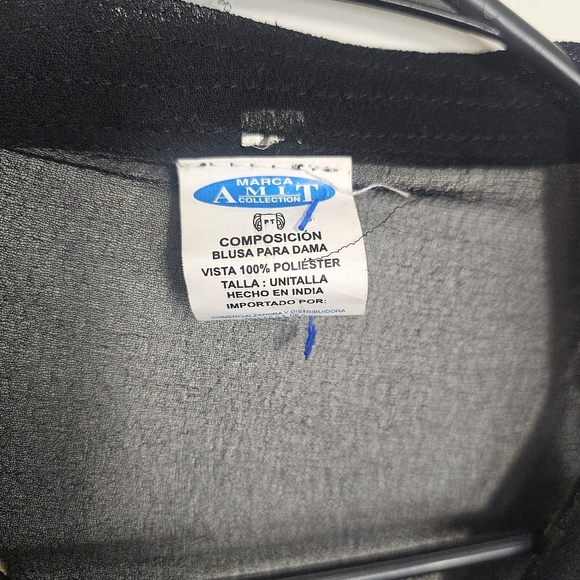 Indian black embroidered kurta tunic one size - Picture 4 of 5